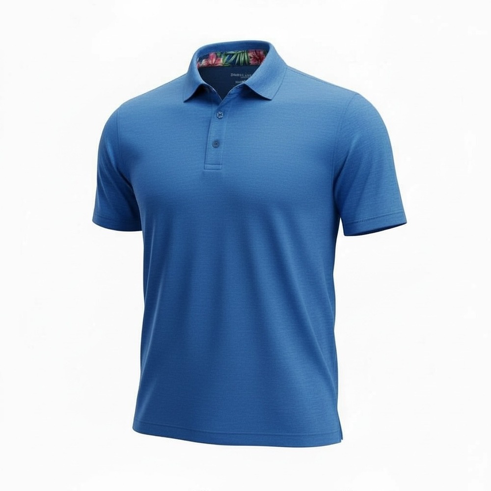 Birdie & Bound Mens Golf Polo Shirt Blue Performance Stretch XL Tropical‎ Collar